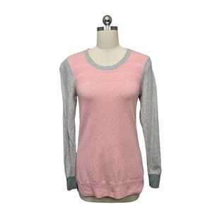 Toad&Co Womens Pink Grey Colorblock Lambswool Blend Crew Neck Sweater Small